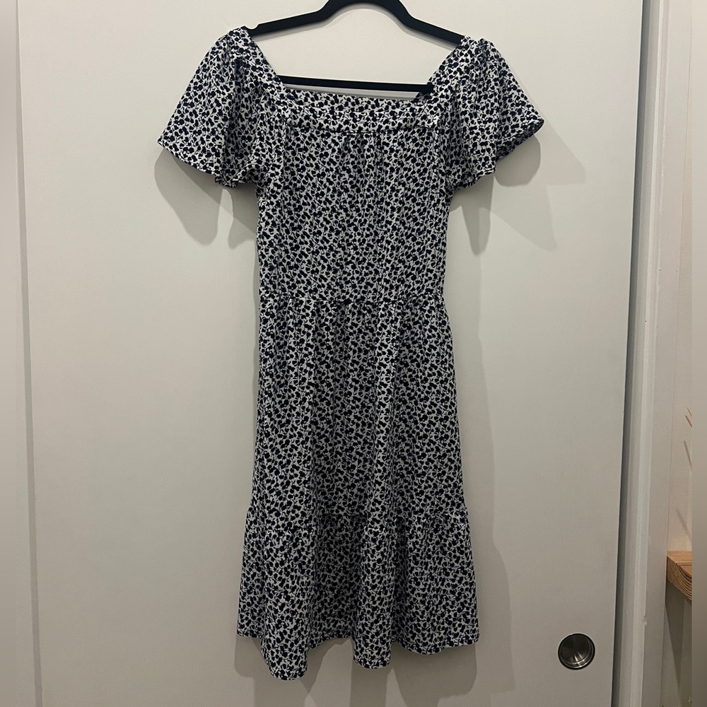 Blue and white floral, flowy sundress